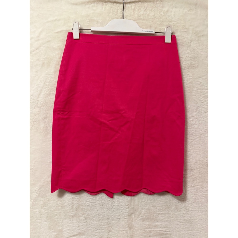 J.Crew Pink Scalloped Hem Pencil Skirt Womens Size 2 Cotton Blend AL208 SP20